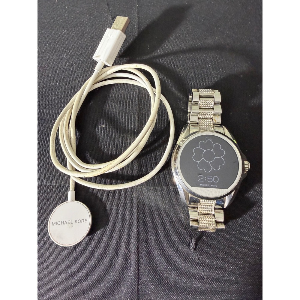 Michael Kors Bradshaw 4188 Smartwatch Silver Pave Crystal Excellent MKT5000